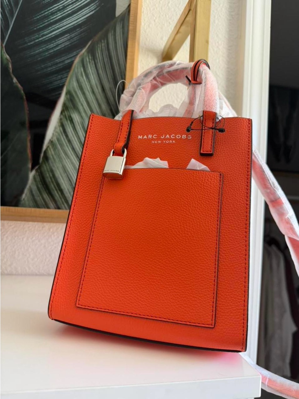 🧡 MARC JACOBS The Grind Mini Tote Bag Dragon Fire Orange NWT Crossbody - Picture 10 of 16